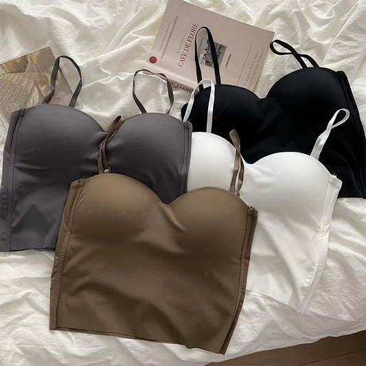 1Pc Popular Cool Solid Knitted Yoga Gym Tank Top Bra Seamless Skin-Friendly U-Back Vest with Fixed Chest Pad Suspender for Women