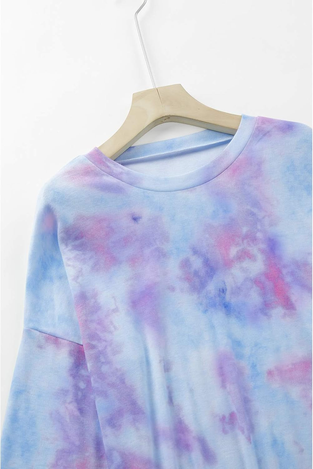 Women'S Mama Bear T Shirt Tie Dye Long Sleeve Patches Pockets Top Multicolor L