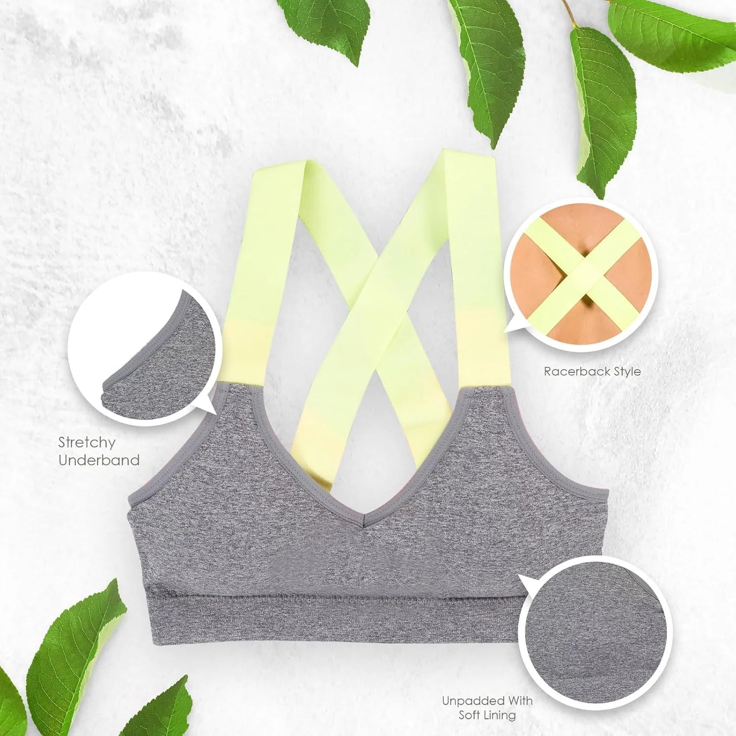 Sports Bras for Women Criss Cross Straps Seamless Sports Bra Pack, Medium 4 Pcs