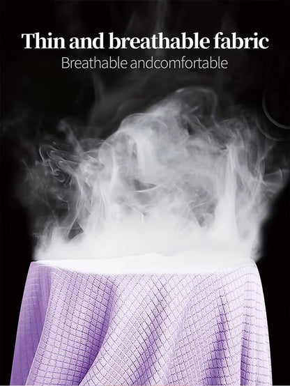 Lavender ultralight breathable fabric for women's quick-dry sport T-shirt, steam rising.